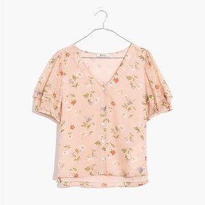 Madewell Silk Pembroke Top in Seaside Floral